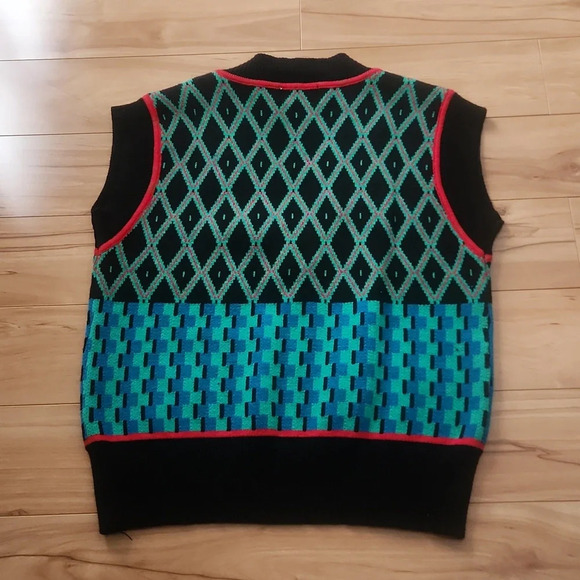 Cider Diamond Stitching Checkered Knitted Sweater Vest MEDIUM - Picture 8 of 12